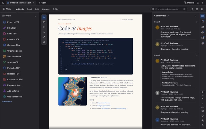 PdfCraft in the dark theme